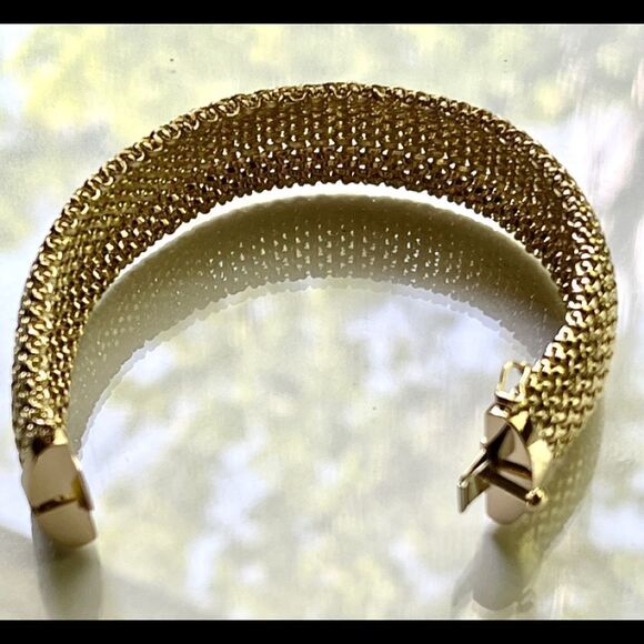 14K Yellow Gold Polished Mesh Bracelet – 7.25", 18.75mm, Solid, 29.5g - Picture 9 of 12
